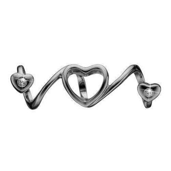 Christina Collect 925 sterling silver Soulmate wide Black rhodium-plated charm, a large heart with two small hearts on the side, with small white topaz, model 630-B80
